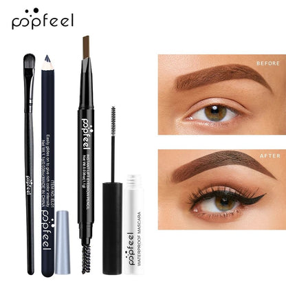 POPFEEL Complete Eye Makeup Set with Palette Eyeliner Mascara and Brow Pencil