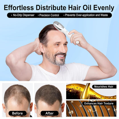 3 in 1 EMS Hair Growth Massage Comb with Red Blue Light Therapy and Oil Dispenser Scalp Massager
