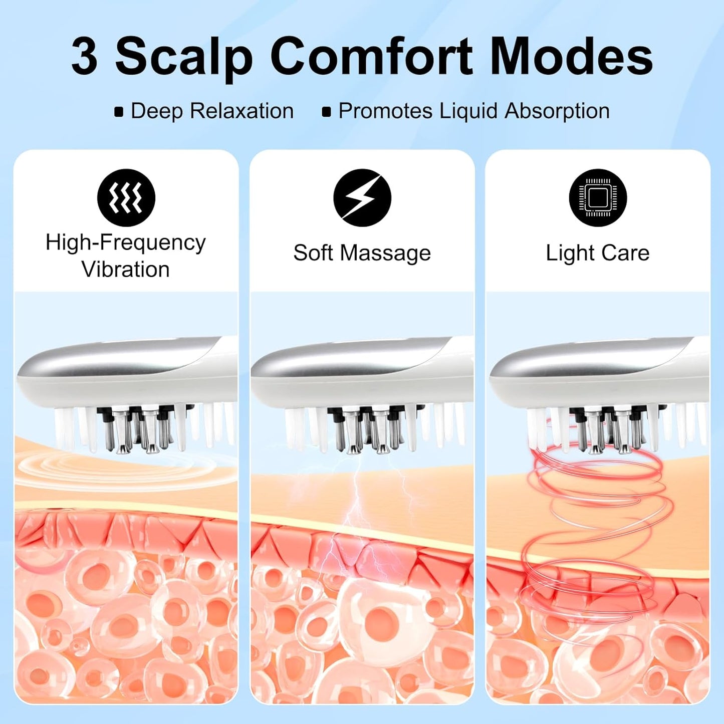 3 in 1 EMS Hair Growth Massage Comb with Red Blue Light Therapy and Oil Dispenser Scalp Massager