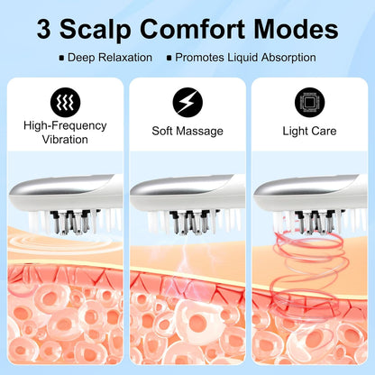 3 in 1 EMS Hair Growth Massage Comb with Red Blue Light Therapy and Oil Dispenser Scalp Massager