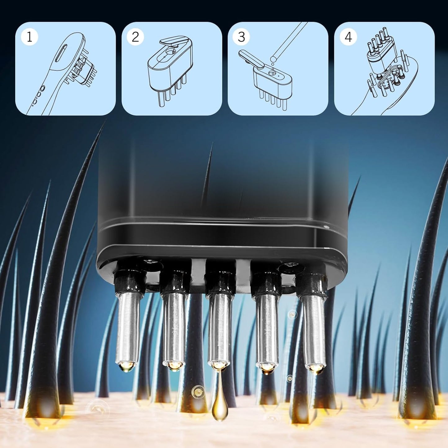 3 in 1 EMS Hair Growth Massage Comb with Red Blue Light Therapy and Oil Dispenser Scalp Massager