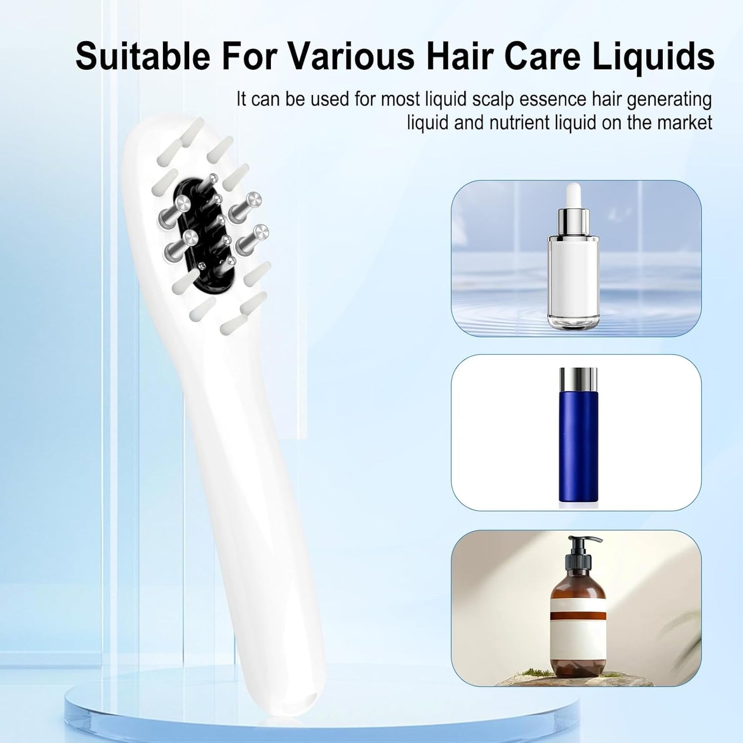 3 in 1 EMS Hair Growth Massage Comb with Red Blue Light Therapy and Oil Dispenser Scalp Massager