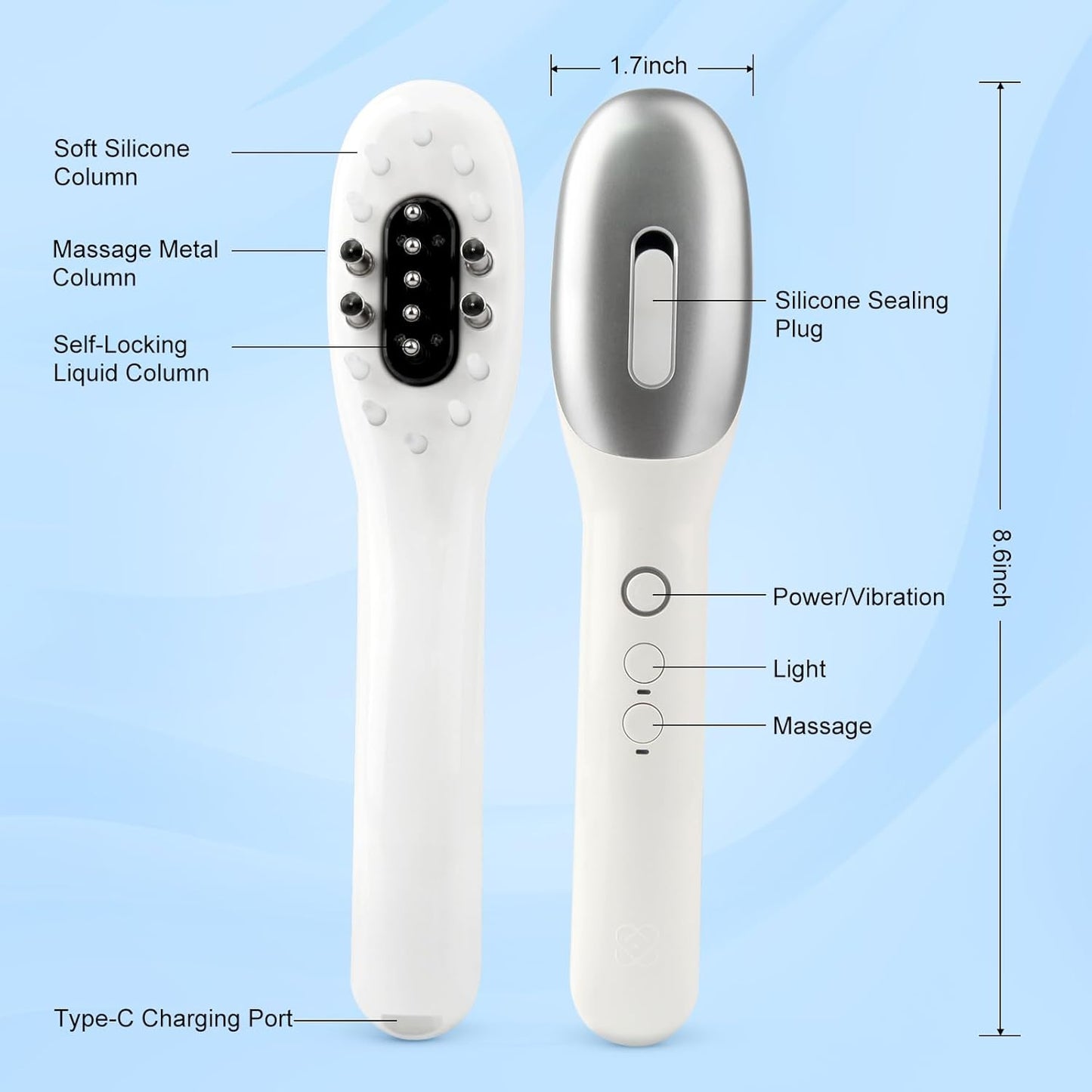3 in 1 EMS Hair Growth Massage Comb with Red Blue Light Therapy and Oil Dispenser Scalp Massager