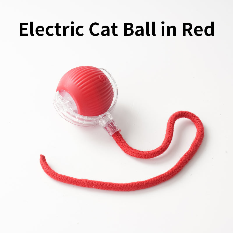Interactive Silicone Smart Ball for Cats, USB Rechargeable, Electric Rolling Pet Cat Toy with Long Tail Teaser