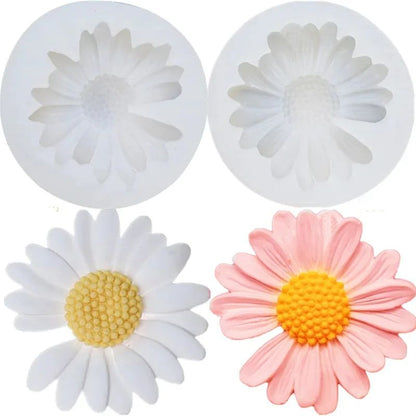 Artisan Daisy & Chamomile Silicone Craft Mold – Floral DIY soap & candle making Mold Set