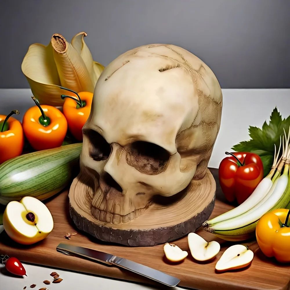 Skull Skeleton Kitchen Knife Holder Stand
