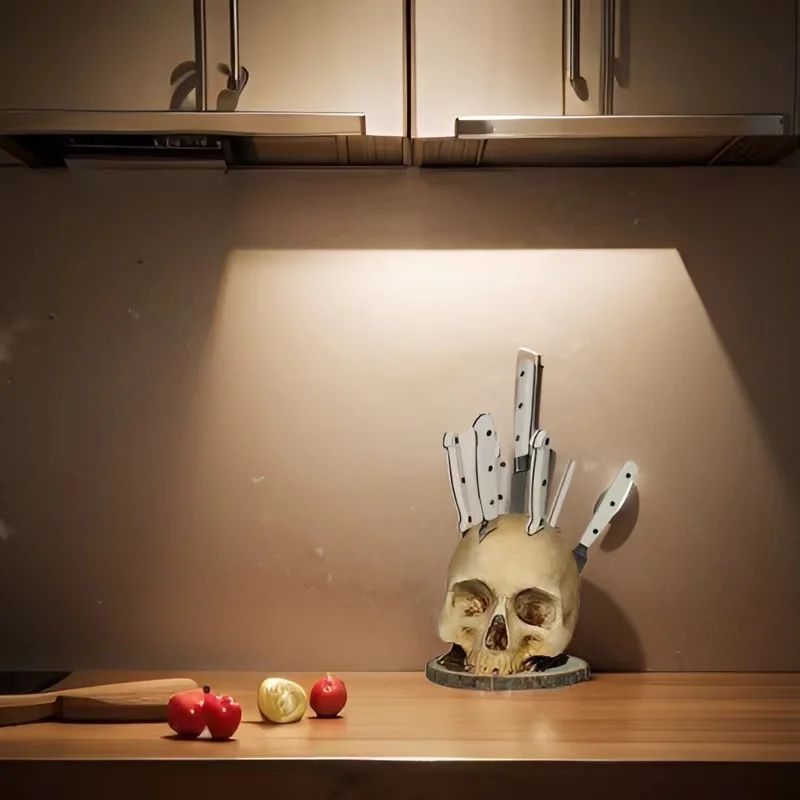 Skull Skeleton Kitchen Knife Holder Stand
