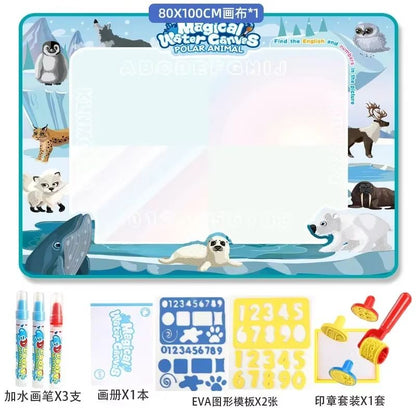 Montessori Magic Water Drawing Mat 39.37x31.50in With Reusable Water Pen