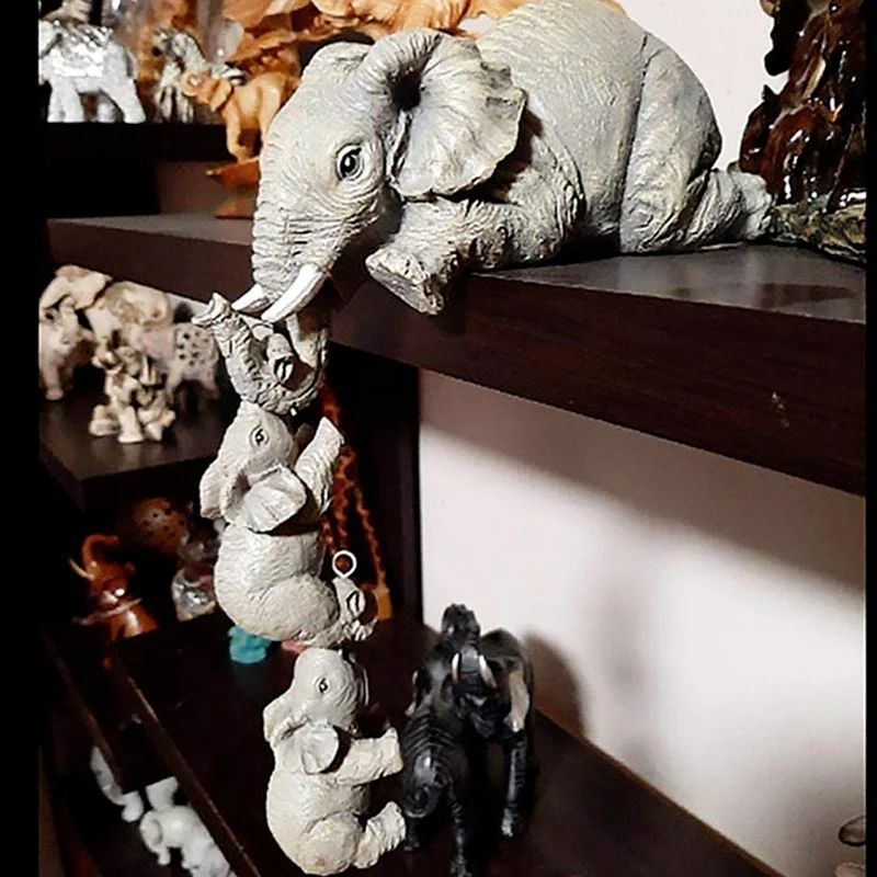 Heartwarming Elephant Family Figurines Set – 3-Piece elephant figurines for Home Decor