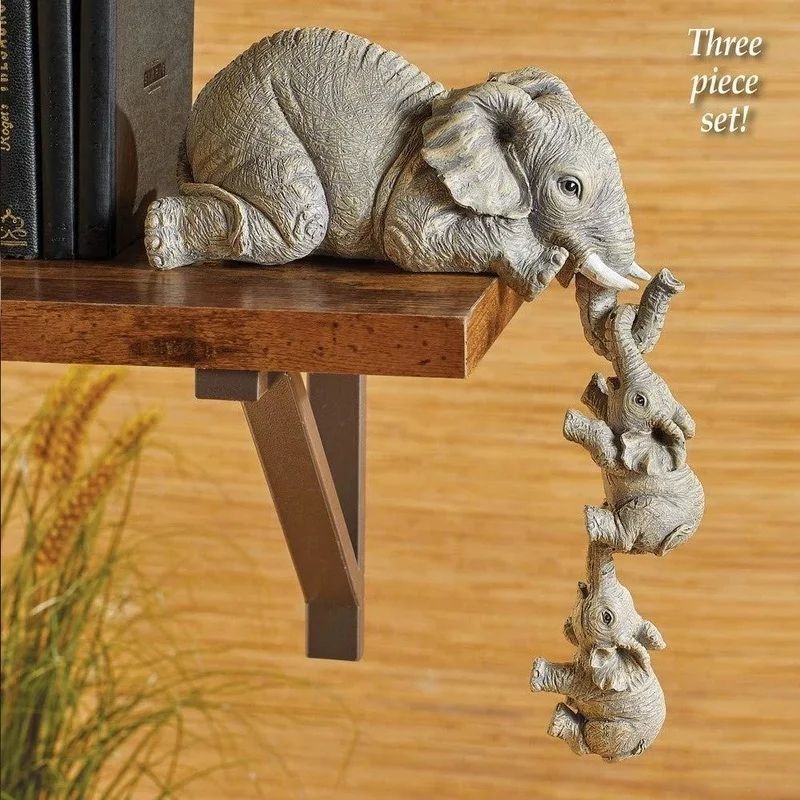 Heartwarming Elephant Family Figurines Set – 3-Piece elephant figurines for Home Decor