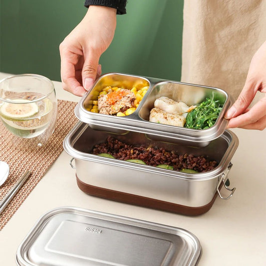 Stainless Steel Double-Layer 1200 ml Bento Lunch Box