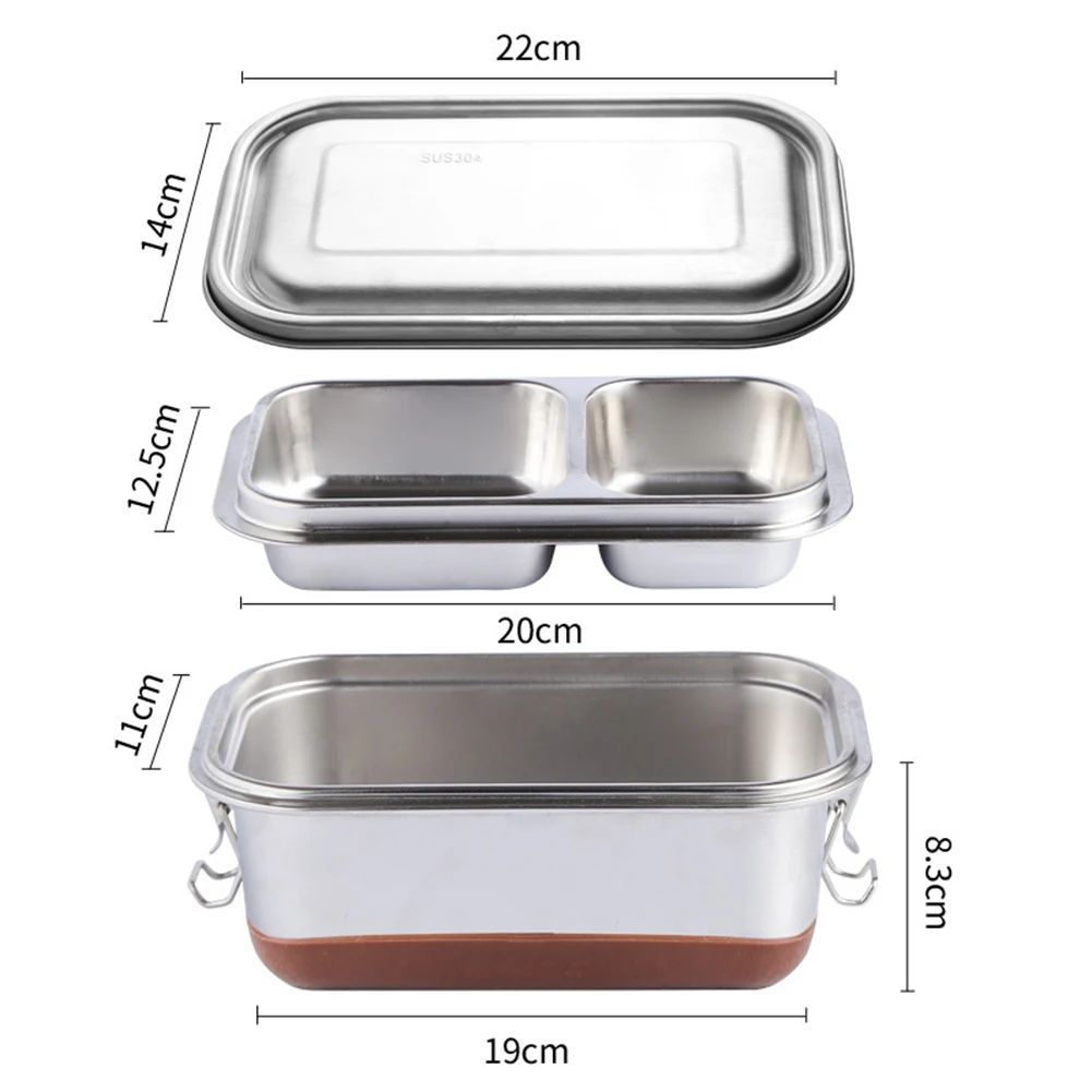 Stainless Steel Double-Layer 1200 ml Bento Lunch Box
