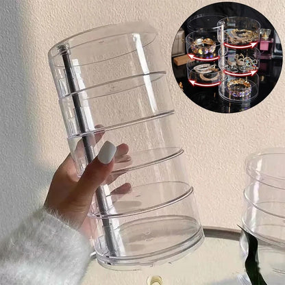 Rotating Jewelry Storage Box – Multi-Layer Round Makeup & Accessory Organizer