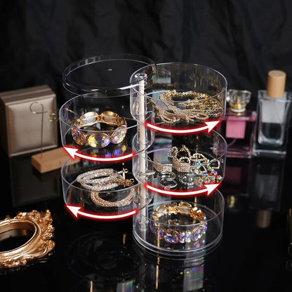 Rotating Jewelry Storage Box – Multi-Layer Round Makeup & Accessory Organizer