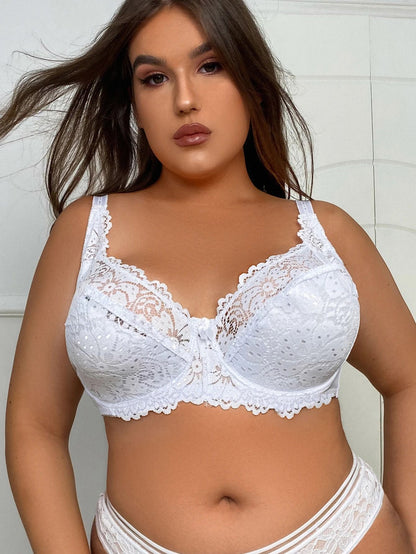 Plus Size Lace Underwire Bra for Women E Cup Supportive Sexy Lingerie