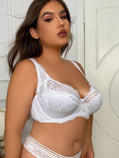 Plus Size Lace Underwire Bra for Women E Cup Supportive Sexy Lingerie