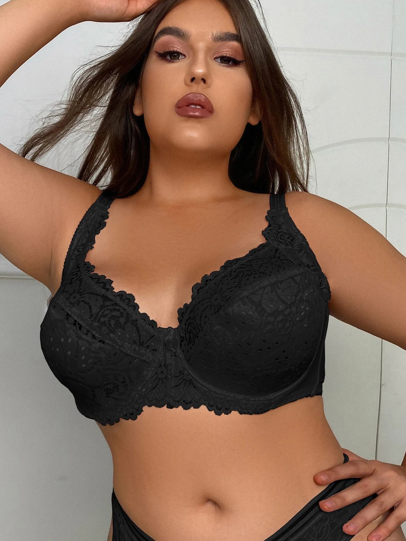 Plus Size Lace Underwire Bra for Women E Cup Supportive Sexy Lingerie