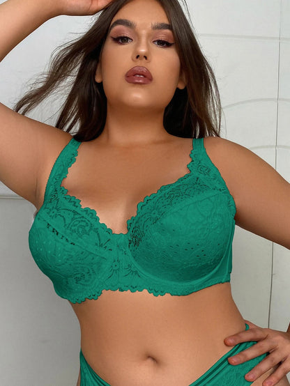 Plus Size Lace Underwire Bra for Women E Cup Supportive Sexy Lingerie