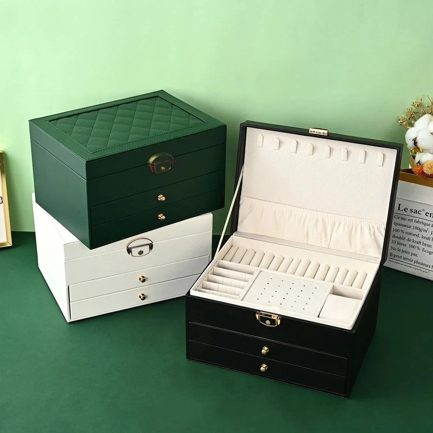 High-End Jewelry Box – Large-Capacity Multi-Layer Drawer Organizer with Oxidation Finish