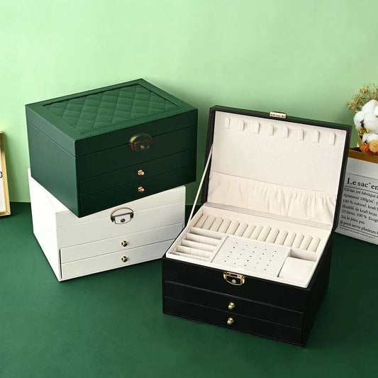 High-End Jewelry Box – Large-Capacity Multi-Layer Drawer Organizer with Oxidation Finish
