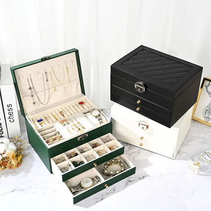High-End Jewelry Box – Large-Capacity Multi-Layer Drawer Organizer with Oxidation Finish