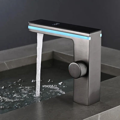 Digital Display Bathroom Basin Faucet – Intelligent LED Brass Deck-Mounted Hot & Cold Mixer Tap