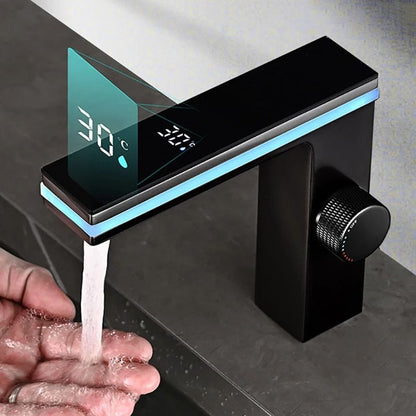 Digital Display Bathroom Basin Faucet – Intelligent LED Brass Deck-Mounted Hot & Cold Mixer Tap