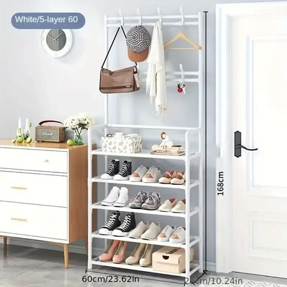 Multi-Functional Hallway Organizer – Integrated Clothes Hanger & Shoe Rack for Entryway Storage