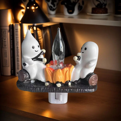 Glowing Ghost Firelight Figurine – LED Halloween Desk Decor