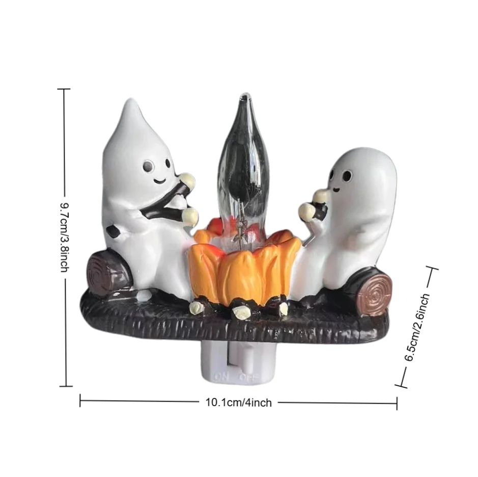 Glowing Ghost Firelight Figurine – LED Halloween Desk Decor