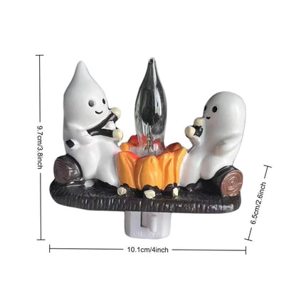 Glowing Ghost Firelight Figurine – LED Halloween Desk Decor