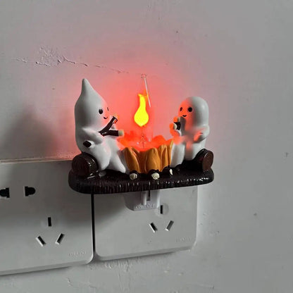 Glowing Ghost Firelight Figurine – LED Halloween Desk Decor
