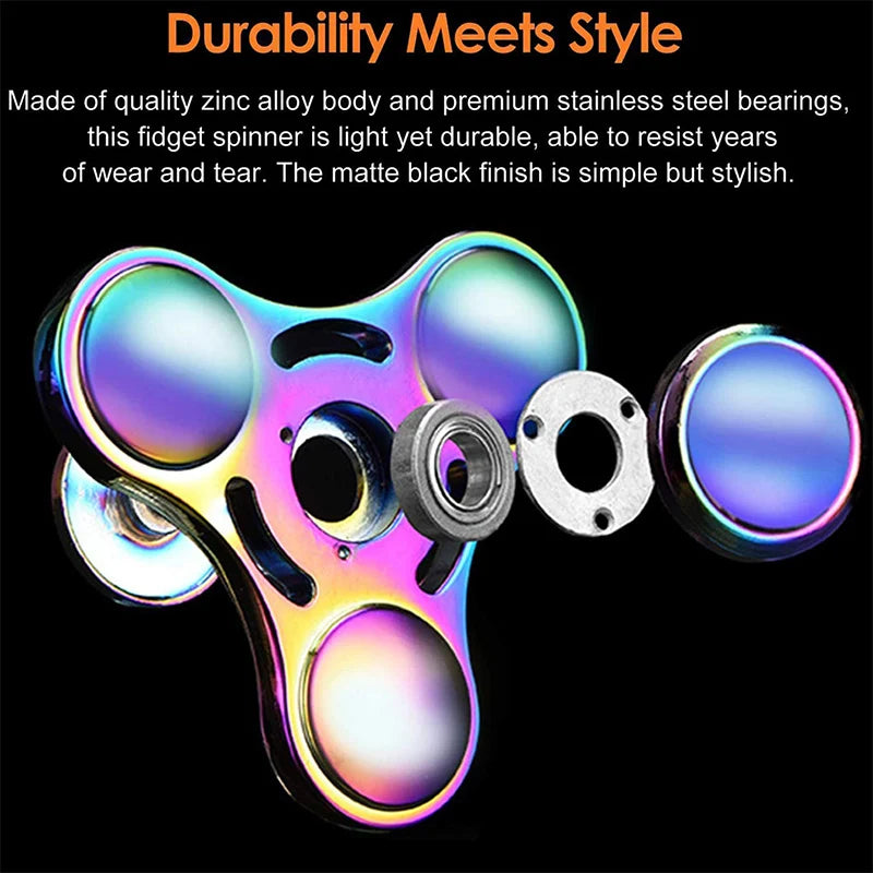 Metal Fidget Spinner Toy – Anti-Stress Alloy Finger Gyro for Adults – Fingertip Spinner