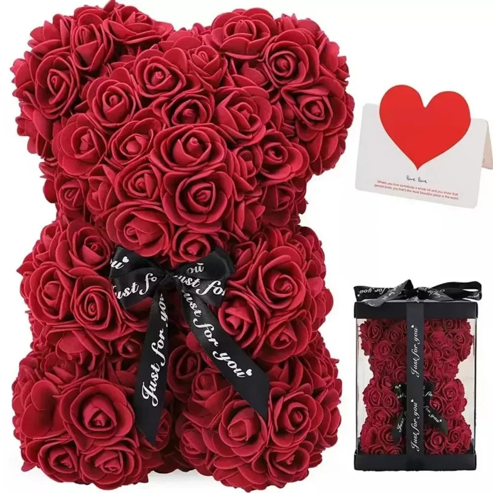Eternal Rose Teddy Bear, New Artificial Flower for Mom, Mother's Day, Birthday & Anniversary Gifts