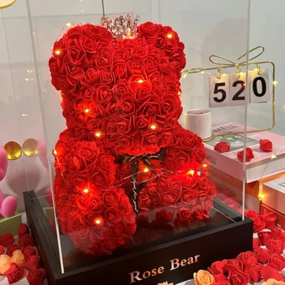 Eternal Rose Teddy Bear, New Artificial Flower for Mom, Mother's Day, Birthday & Anniversary Gifts