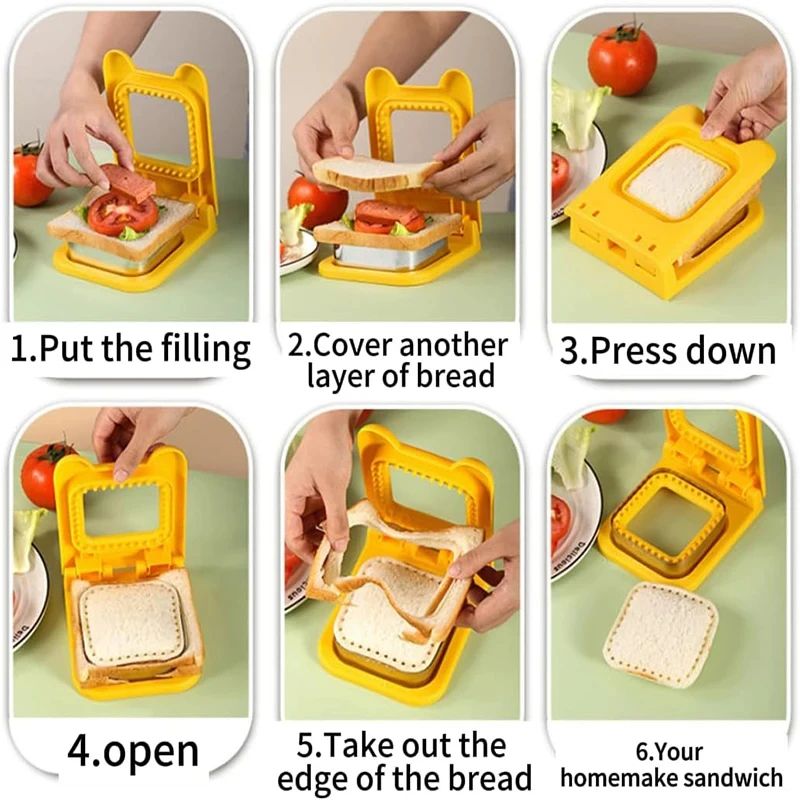 Crustless Sandwich Cutter and Sealer – Stainless Steel Kids Lunch Sandwich Press