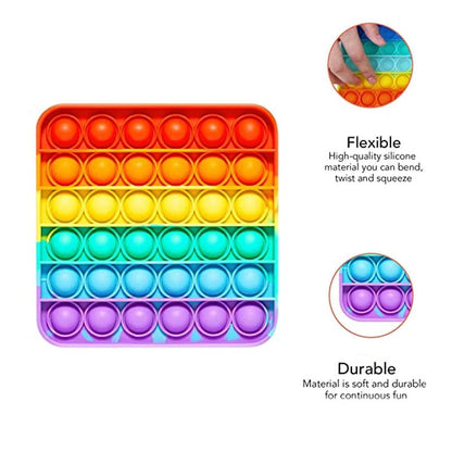 Rainbow Square Pop It Fidget Toy – Calming Sensory Stress Relief for Kids & Adults