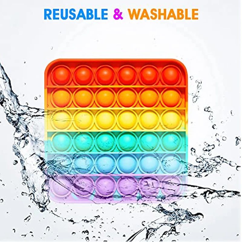 Rainbow Square Pop It Fidget Toy – Calming Sensory Stress Relief for Kids & Adults