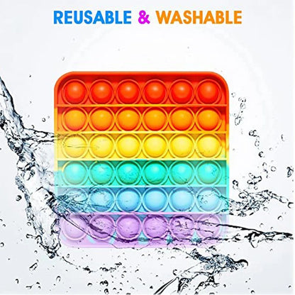 Rainbow Square Pop It Fidget Toy – Calming Sensory Stress Relief for Kids & Adults