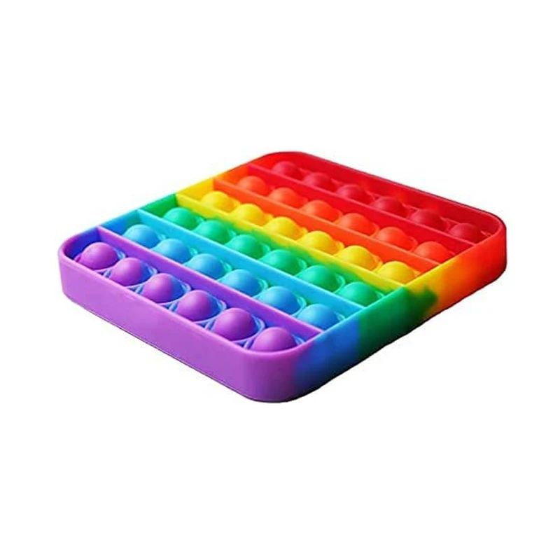 Rainbow Square Pop It Fidget Toy – Calming Sensory Stress Relief for Kids & Adults