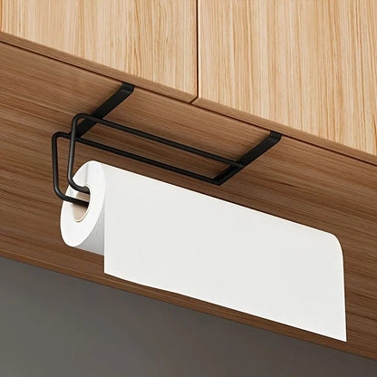 Drill-Free Wall Mounted Paper Towel Holder & Plastic Wrap Organizer