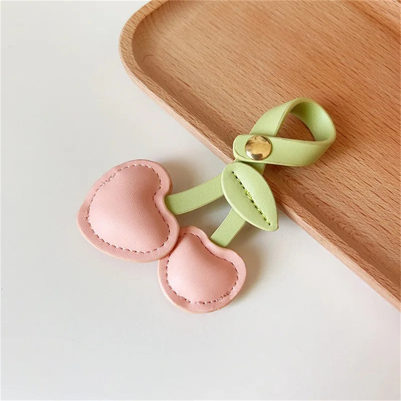 Cherry Keychain Pendant – DIY Craft Accessories for Bag Decoration, Heart Key Chain – Cute & Customizable Keyring