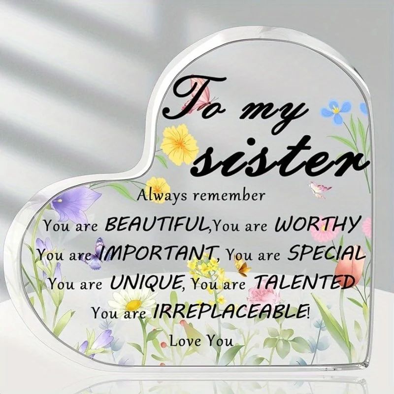 Heart Acrylic Plaque Sign Gifts for Sister