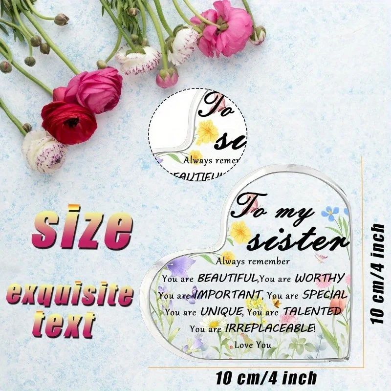 Heart Acrylic Plaque Sign Gifts for Sister