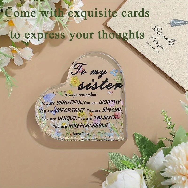 Heart Acrylic Plaque Sign Gifts for Sister