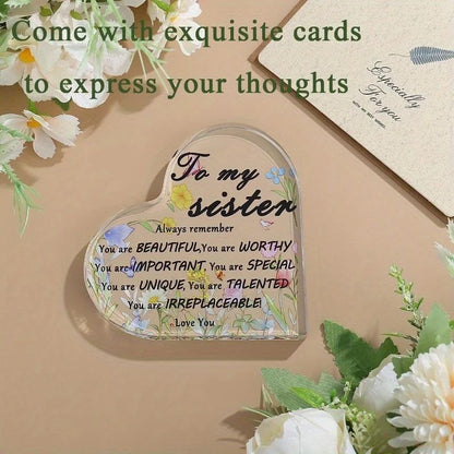 Heart Acrylic Plaque Sign Gifts for Sister
