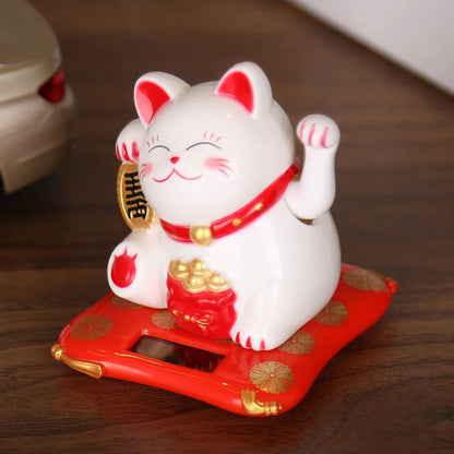 2.5 inch Solar Powered Waving Lucky Cat Figurine