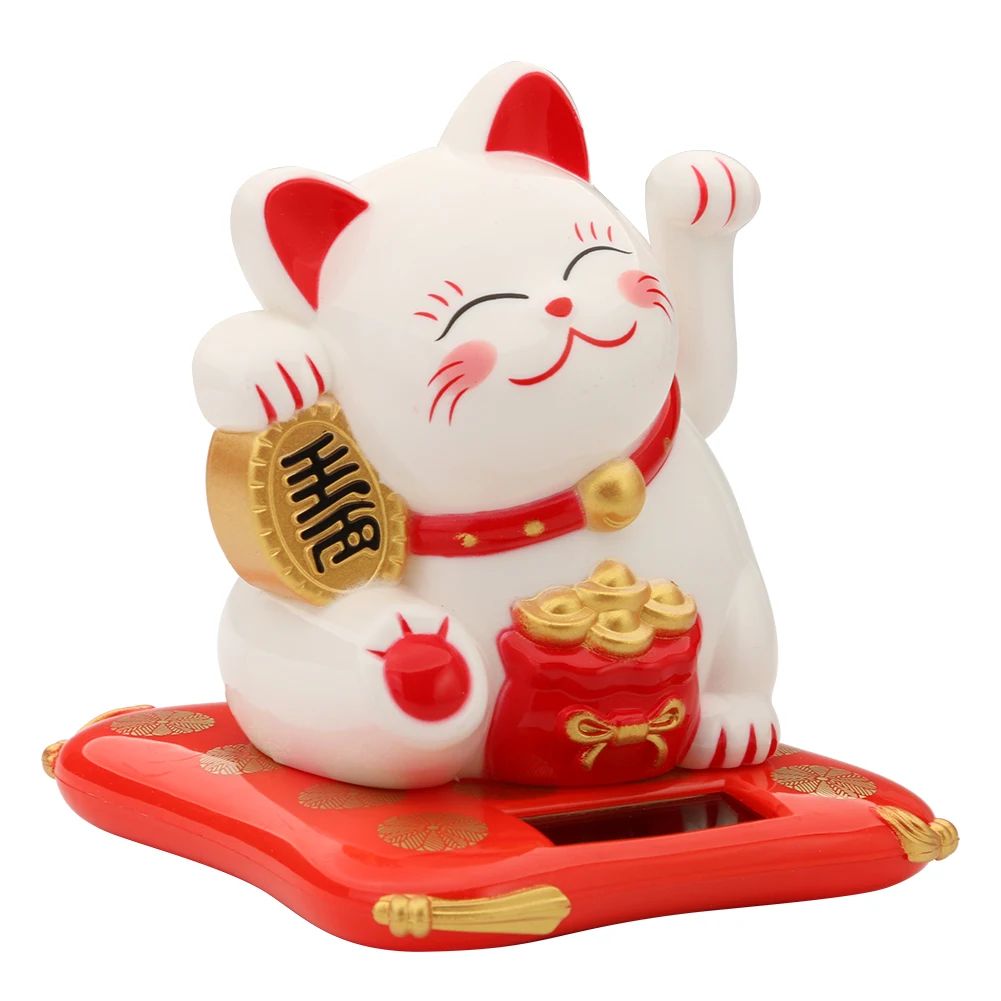 2.5 inch Solar Powered Waving Lucky Cat Figurine