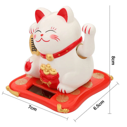 2.5 inch Solar Powered Waving Lucky Cat Figurine