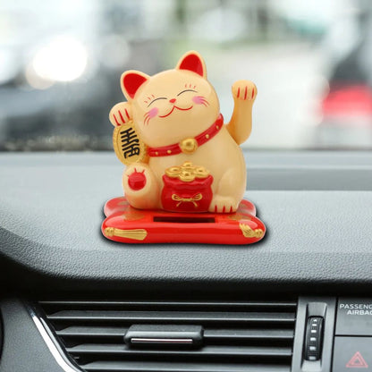 2.5 inch Solar Powered Waving Lucky Cat Figurine
